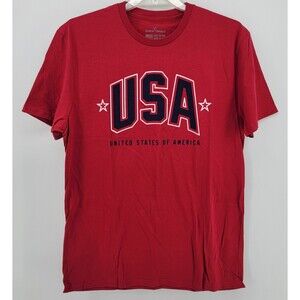 NWOT General Standard Men's M Short Sleeve USA Graphic T-Shirt 100% Cotton Red